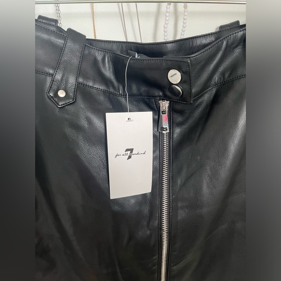 NWT 7 For All Mankind Leather Mink Skirt - Picture 2 of 3